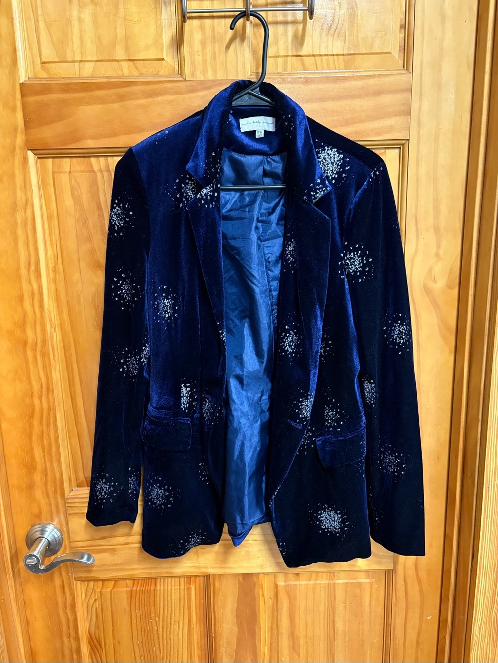 Never Fully Dressed Navy Velvet Star-Print Blazer